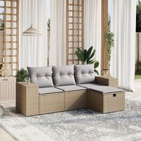 conjunto de sofas jardin con cojines beige mezcla 4 uds  mueble jardin mesa y sillas ratan pe cfw298939