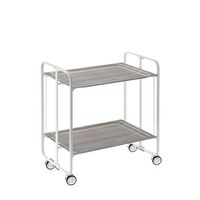 carrito auxiliar con ruedas  bauhaus armazon blanco 2 bandejas color fresno
