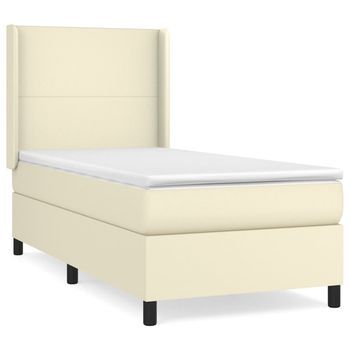 Cama Tapizada 203x103x128 Cm Vinilo - Crema