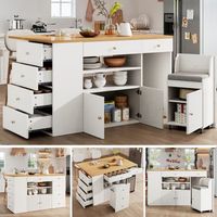 carrito de cocina tapa plegable cajon armario estante toalla especiero blanco