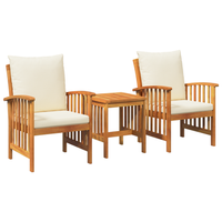 juego de jardin 3 uds con cojines de madera maciza acacia cfw812819