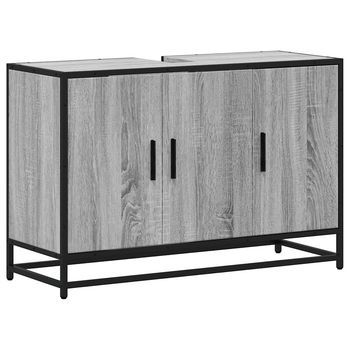 Armario Lavabo Baño | Mueble De Baño Madera Ingeniería Gris Sonoma 90x33x60 Cm