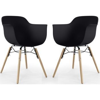 Silla De Comedor - Diseño Escandinavo - Patas De Madera - Pack De 2 - Nordika Negro