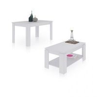 pack mesa de comedor 140 y mesa de centro lya blanco artik blanco mate 140 x 78 x 90 cm