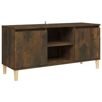 Mesita De Noche - Mesilla Patas Madera Maciza Roble Ahumado 103,5x35x50cm Mc6463