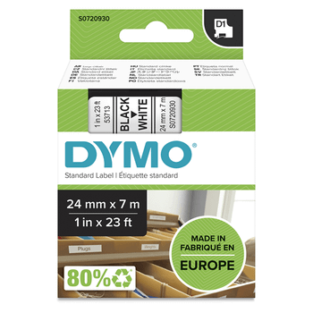 CINTA ROTULADORA D1 24MMX7M NEGRO/BLANCO DYMO S0720930