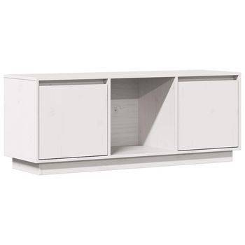 Mueble Tv | Mueble De Salón | Armario Tv De Madera Maciza De Pino Blanco 110,5x35x44 Cm
