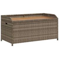 banco con almacenaje madera acacia ratan pe gris 100x50x52 cm