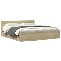 cama de matrimonio  cama de adulto  cama con cabecero madera de ingenieria roble sonoma 200x200 cm