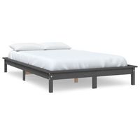 cama matrimonial  cama para adultos  estructura de cama de madera maciza de pino gris 140x190 cm