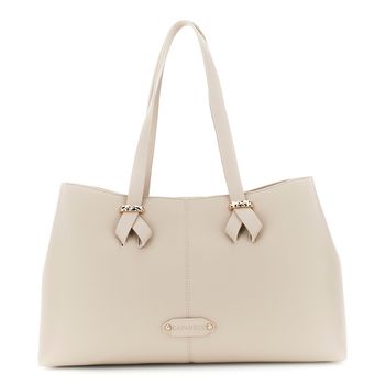 bolso de compras efecto piel martillada con detalles suaves en contraste nude