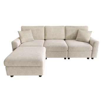 Sofá moderno con puf, Beige   Aosom España