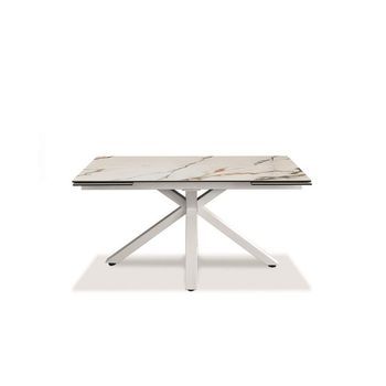 Mesa Extensible De 160cm A 240cm Moderna Encimera De Cerámica Sobre Cristal Templado Mármol Calacatta Borghini
