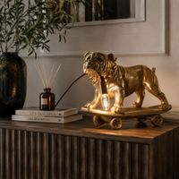 lampara sobremesa bulldog en resina dorado 45x23x34 cm