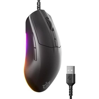 Ratón gaming Steelseries Rival 3 Gen 2 con cable, 8500 DPI, 6 botones, 1,35ms latencia, Negro