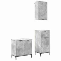 juego de muebles de bano  armario de bano con cajon 3 piezas gris hormigon