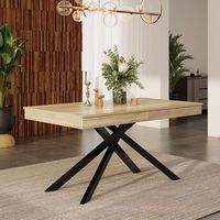 sweiko mesa con extension 140 180x80 cm r roble y metal rectangular para 6-8 personas