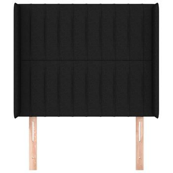 Cabecero Cama Mueble De Dormitorio Con Orejas De Tela 83 X 16 X 118/128 Cm Negro M02_0003641