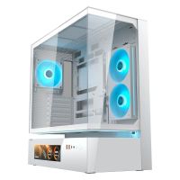caja ordenador cougar cgr-2da4w-v atx rgb lcd blanco vidrio templado