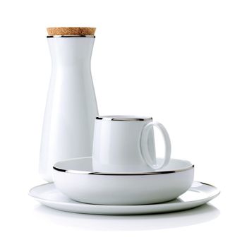 Taza café & té (x6) porcelana platine