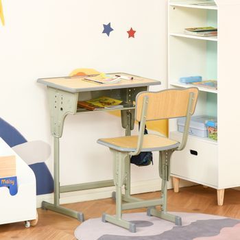 Juego De Escritorio Y Silla Para Niños De +6 Años Natural Homcom