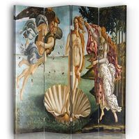 legendarte - biombo el nacimiento de venus - sandro botticelli - separador de ambientes para interiores cm 145x170 4 paneles