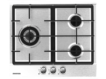 Placa de gas - Infiniton GAS-320WB, 3 zonas, Gas Butano, 60 cm, Inox