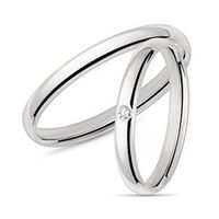14 quilates alianzas de oro blanco con diamante