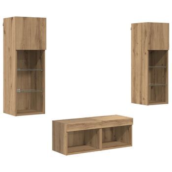 Gabinetes De Pared Para Tv 4 Uds. Roble Negro Vidaxl