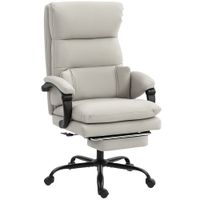 homcom silla de oficina silla de escritorio regulable en altura con soporte lumbar reposabrazos reposapies de piel sintetica hellgrau   aosom espana