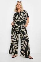 yours pantalones anchos negros de hojas mujer curvy y tallas grandes yours