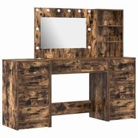 mesa tocador  mesa de maquillaje con cajon 3 piezas roble ahumado madera de ingenieria