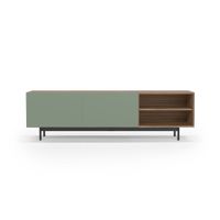 mueble tv melamina nogal y verde patas grafito 52x180x44 cm