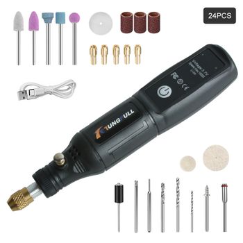 Mini Taladro Eléctrico de Litio Tungfull, Herramienta Rotatoria Inalámbrica de 3.7V para Grabado, Lijado, Pulido, Tallado, Corte y Manualidades