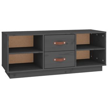Mueble Tv | Mueble De Salón | Armario Tv De Madera Maciza De Pino Gris 100x34x40 Cm