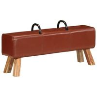 banco potro de gimnasio cuero autentico marron 110 cm vidaxl