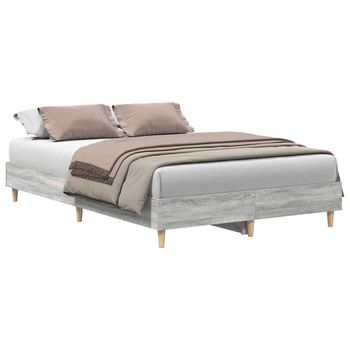 Cama Matrimonial | Cama Para Adultos | Estructura De Cama Sin Colchón Gris Sonoma 120x200 Cm