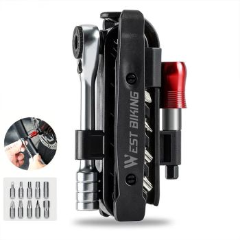 WEST BIKING Herramienta de reparación de bicicletas multifuncional, portátil, ligera, llave de trinquete MTB, palanca de