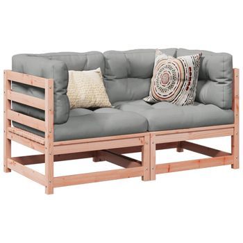 Conjunto De Sofás De Jardín 2 Uds | Mueble Jardin Mesa Y Sillas Madera Maciza De Abeto Douglas Cfw888868