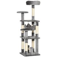 pawhut arbol rascador para gatos con plataforma circular hamaca para gatos gris l40 x a40 x al132 cm