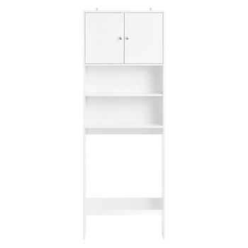 Armario para baño alto con 2 estantes abiertos y 2 puertas blanco
