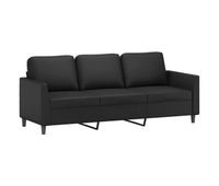 sofa de 3 plazas - sofa de salon de cuero sintetico negro 180 cm