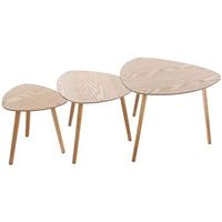 pack 3 mesitas auxiliares tablero mdf y patas de roble natural
