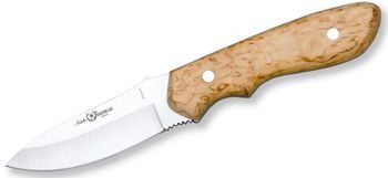 Cuchillo Traveller 11032 Miguel Nieto de 21 cms, con hoja de acero de 9 cms y mango de Madera natural de abedul rizado con funda de piel de primera calidad (marrón)