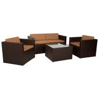 set conjunto mesa sofa y 2 sillones color marron