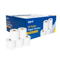 iggual pack 50 rollos papel termico sin bpa 80x80mm