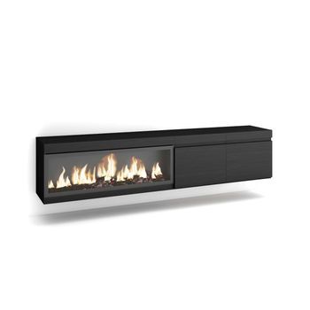 Mueble Tv Istán-01 Suspendido Con Chimenea Y Luces Led