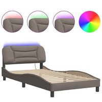 cama para adulto  cama individual  estructura de cama con luces led tela gris taupe 100x200 cm