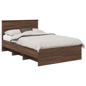 Estructura De Cama Con Cabecera Roble Marrón 120 X 123 Cm Vidaxl