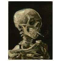 cuadro lienzo impresion digital - calavera con cigarrillo - 60x80cm